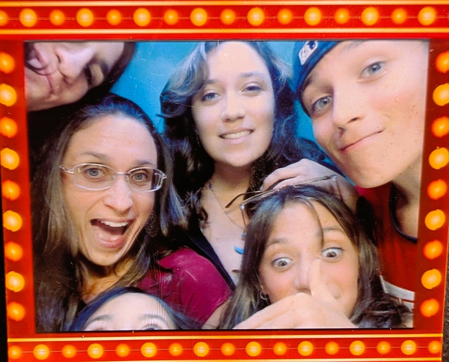 Family movie photo booth with kids.