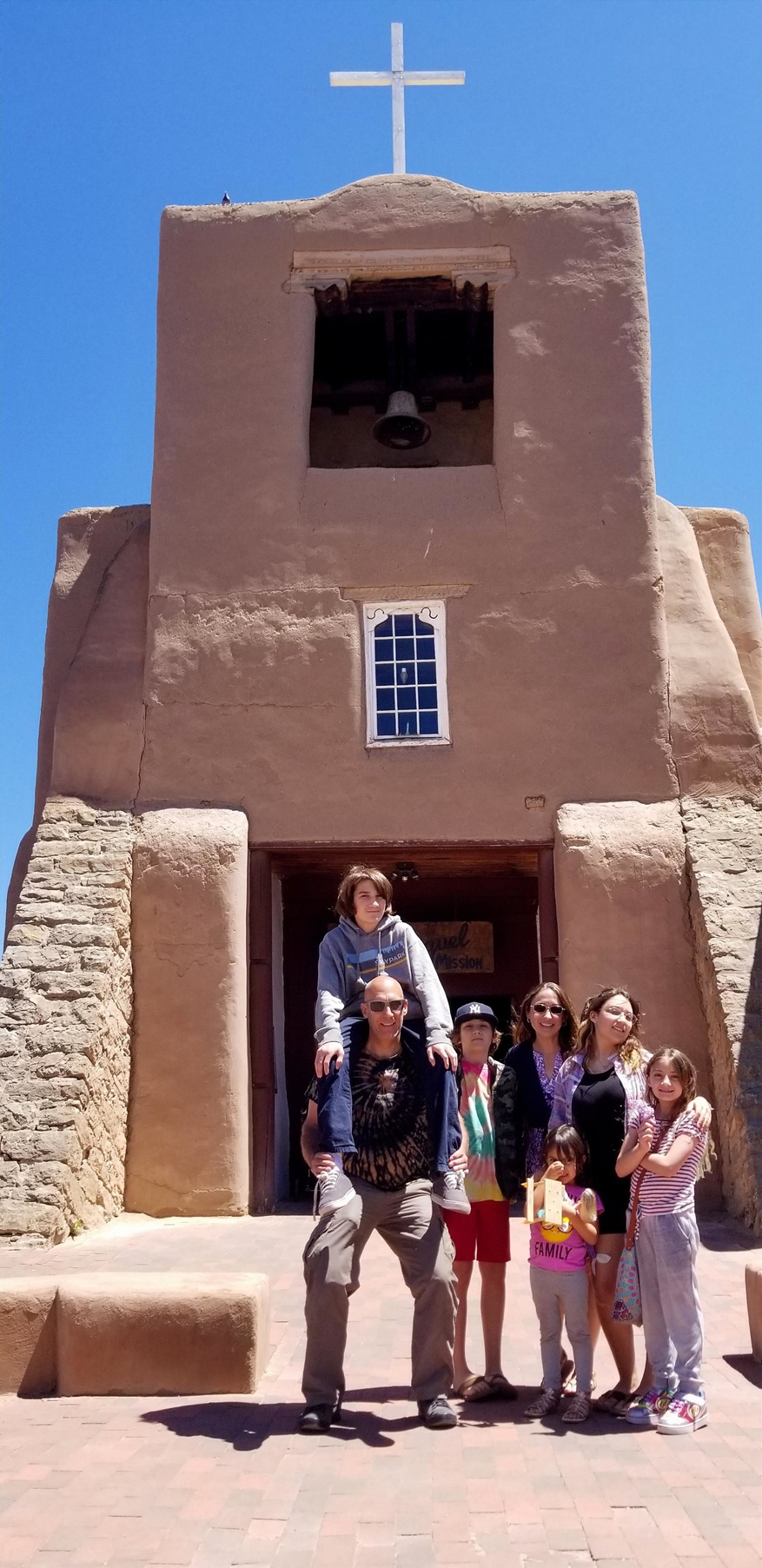 Family at the oldest church in New Mexico.