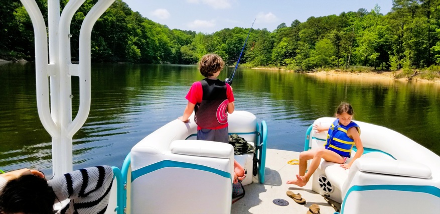 Fishing on the boat at Lake Ouachita.